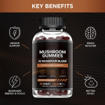 Mushroom Gummy Focus Memory Supplement Immune Support Brain Enhancement Vitamin for Men and Women