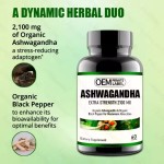 Pure Organic Supplements Ashwagandha Capsules Natural Plant Extract for Vegetarians Provide Energy