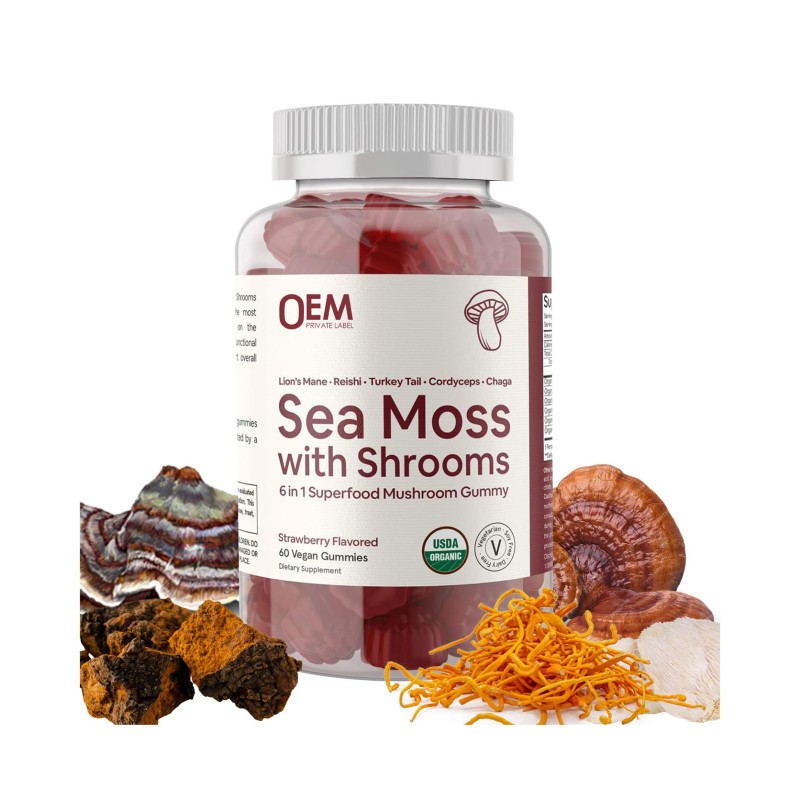 OEM Private Label Sea Moss with Shrooms Gummies - 6 in 1 Superfood Supplement