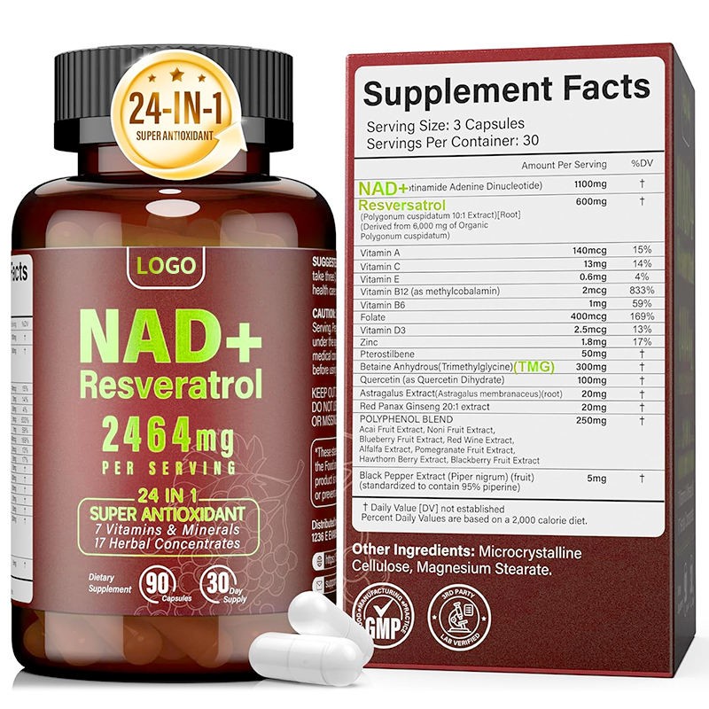 NAD Resveratrol Capsules, Liposome NAD Supplement for Men and Women, Improve Energy, Antioxidant