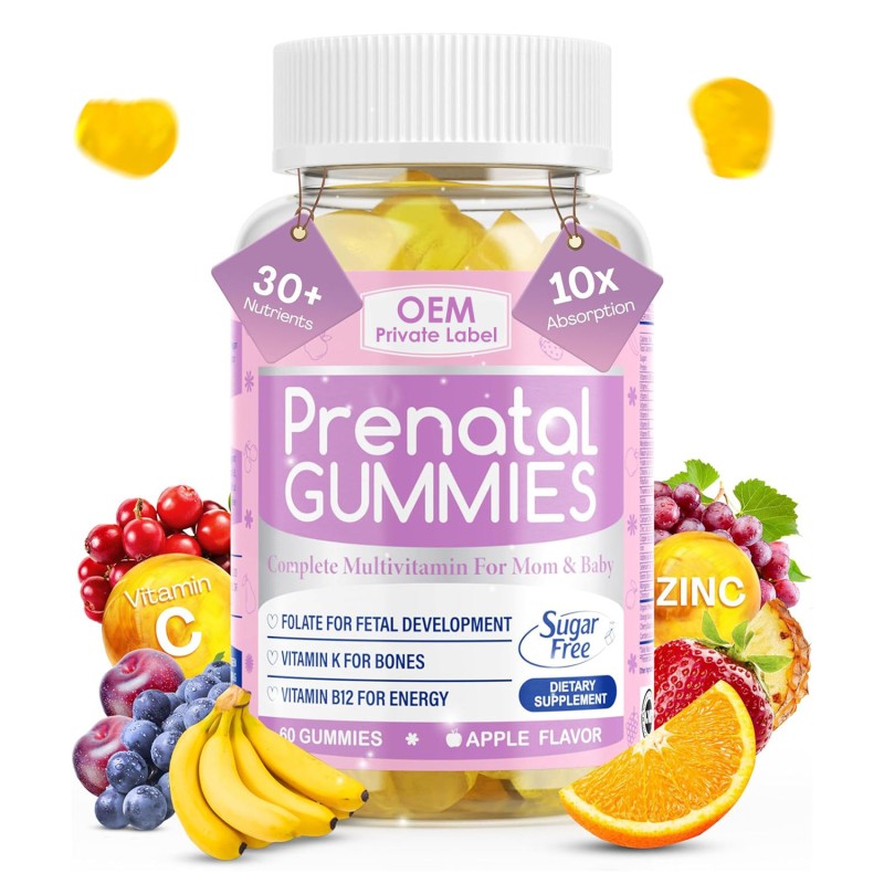 Private Customization Vegan Prenatal Gummies with Essential Nutrients for Fetal Development & Maternal Health