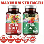 Super Greens Capsules Supplement Alfalfa Beet Root Ginger Support Energy Immunity Fruit Veggie Capsules