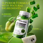 Premium Soursop Graviola Gummies with Zinc & Vitamin C - Immune Booster, Digestive Support & Antioxidant Supplement for Adults