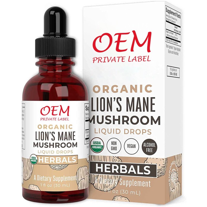 Organic Lion's Mane Mushroom Extract Liquid Drops for Immune Support and Brain Health