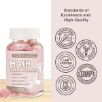 Herbal Hair Growth Gummy with Biotin Folic Acid Zinc Vitamin B12 Strawberry Flavor for Reduce Hair Loss Strengthen Elasticity