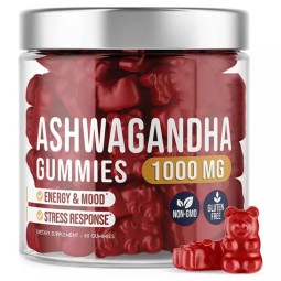 Natural Herbal Sleep Stress Vitamin C and Vitamin D2 Gummy Supplement Organic Vegan Ashwagandha Root Extract Gummy