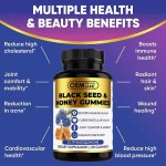 Organic Black Seed Oil Gummy Immune Hair Skin Joint Support Adult Honey Strengthen Immunity Supplement
