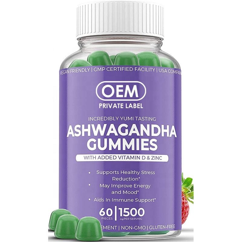 OEM Vegan Pectin Gummies Supplement Ashwagandha Gummy With Zinc and Vitamin D Supports Mood Enhancing Providing