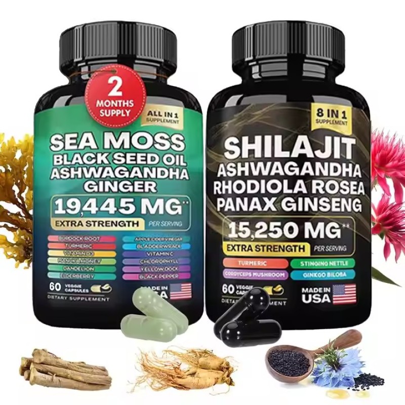 Himalaya Shilajit Seaweed Black Seed Oil Ashwagandha Ginger  Shilajit Seaweed Capsules All-in-one Immune Booster
