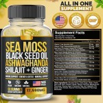 Biocaro Vegan Sea Moss Gummies with Black Seed Oil, Ashwagandha & Shilajit - Fulvic Acid Energy Boost