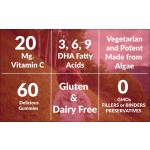 Pure Algae DHA Omega 3-6-9 Kids Gummies | Brain & Heart Health Support | Chewable Vitamin C Supplement for Children