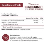 Premium Berberine HCL Capsules with Pure Ceylon Cinnamon - Supports Immune Health & Antioxidant Protection