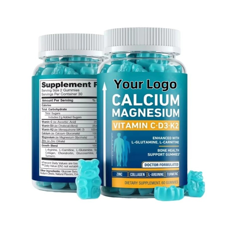 Calcium Magnesium Gummies With Vitamin D3 K2 and C for Bone Health Sugar-Free Vegan 60 Gummies