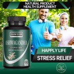 Organic Ashwagandha Capsules - Stress Relief & Mood Calm, Boost Energy & Improve Sleep