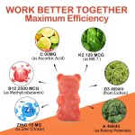 Halal Sugar-Free Vitamin ADK+B12 Gummies 60Pcs - 5000IU D3 & 2500mcg B12 for Vision & Bone