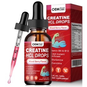 OEM Creatine HCL Liquid Drops with L-Carnitine, BCAA, Glutamine & Vitamins B12 B6 for Muscle Growth