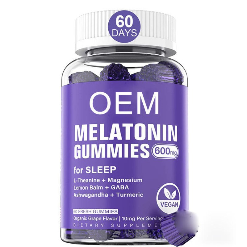 OEM Private Label Sugar-Free Melatonin Sleep Gummies with Natural Grape Flavor Herbal Supplements for Adults