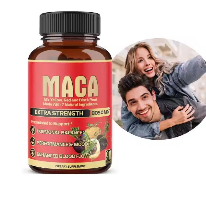 Private Label Men Energy Maca Capsule  Natural Herbal Supplements Black Maca Root Capsules for Performance Enhancement