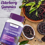 Black Elderberry Gummies with Vitamin C & Zinc for Immune Support & Antioxidant - Dietary Supplement for Adults & Children
