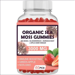 Organic Sea Moss Gummies  - Green Apple Flavor for Immune Boost & Daily Detox