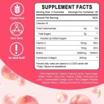 Peach Flavor Collagen Biotin Gummies with Vitamin C - Low Sugar Herbal Supplements for Hair, Skin, and Nail Growth for Adults