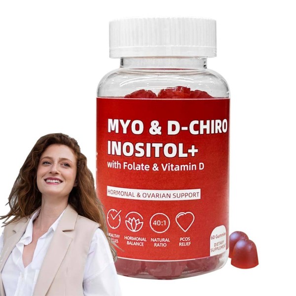 Women's Fertility Gummies with Myo-Inositol and D-Chiro Inositol Ratio for Hormone Balance and Prenatal Support