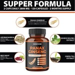 Biocaro Energy Boost Capsules - Korean Red Panax Ginseng with Ashwagandha, Beet Root & Ginkgo Biloba for Men