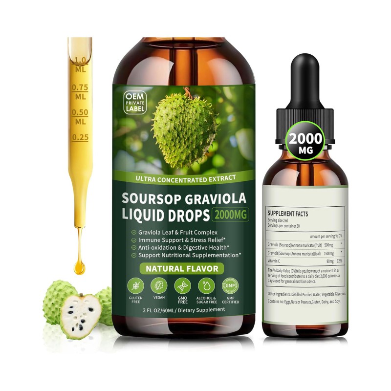 OEM Organic Graviola Liquid Extract  - Soursop Supplement for Cell Support & Regeneration