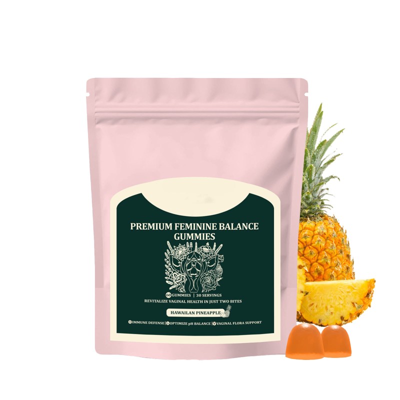 Premium Feminine Balance Gummies - Vegan, Gluten-Free with Pineapple & Probiotics, Supports Vaginal Health