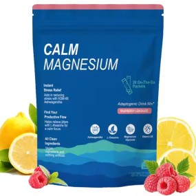 All-in-1 Raspberry Calm Magnesium Glycinate Drink Mix Powder Vitamins Supplement for Relaxation Effervescent Formula