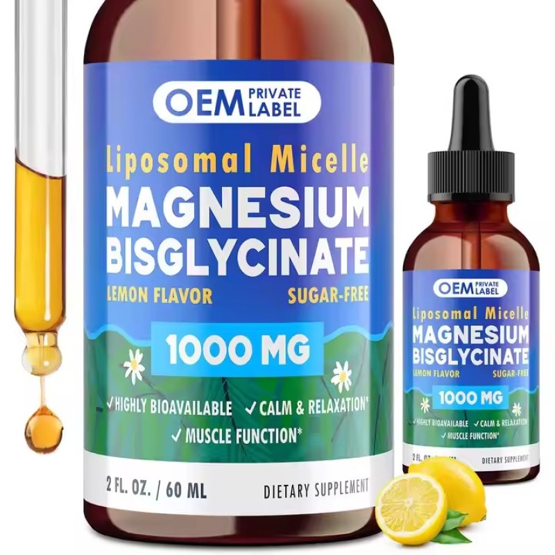 OEM Magnesium Glycinate Supplement 1000mg Liposomal Magnesium Bisglycinate Drops for Sleep, Calm, Bone & Muscle