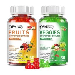 Organic Whole Food Gummies with 40+ Fruits and Veggies for Energy and Immunity Vegan Sugar-Free Supplement