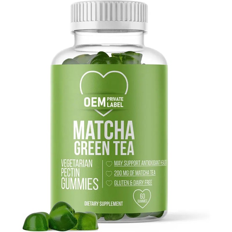 Organic Matcha Energy Gummies with Vitamin B12 and CoQ10 for Metabolism and Natural Detox Support