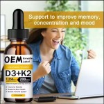 Organic Vitamin D3 K2 Drops MCT Oil Omega 3 Liquid Multivitamin Supplement for Adults and Children Fast Energy Supply