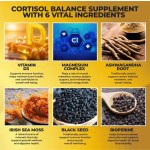 Cortisol Capsules with Ashwagandha Irish Sea Moss Black Seed Vitamin D Magnesium Complex Immunity Booster Stress Relief Pills