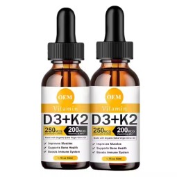 OEM/ODM High Quality Vitamin D3 K2 Drops Oral Oil Support Bones Liquid Drops System and Energy Levels
