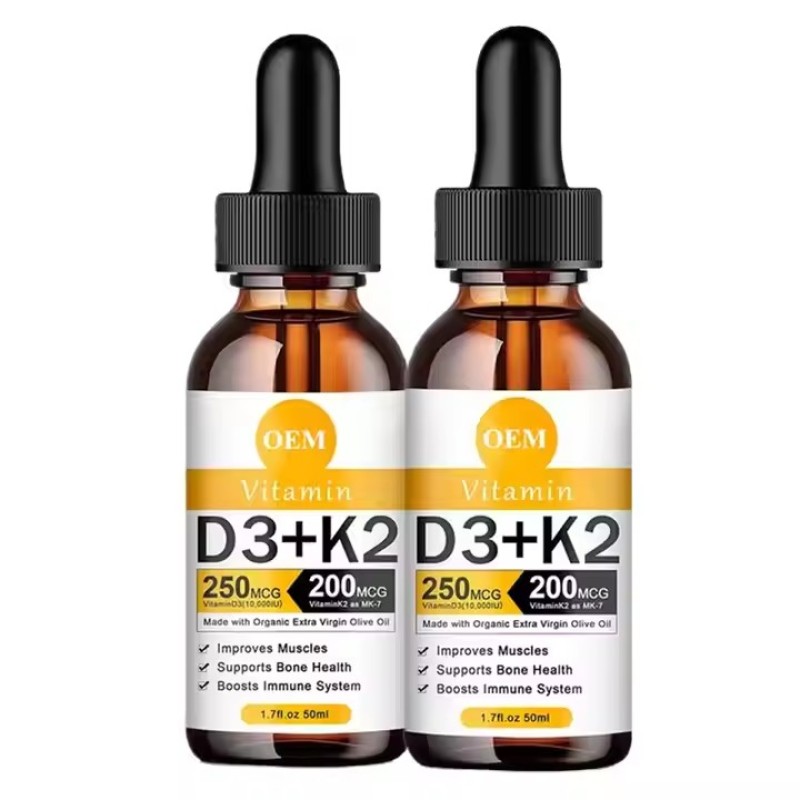 OEM/ODM High Quality Vitamin D3 K2 Drops Oral Oil Support Bones Liquid Drops System and Energy Levels