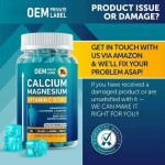 Calcium Magnesium Gummies With Vitamin D3 K2 and C for Bone Health Sugar-Free Vegan 60 Gummies