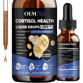 OEM Cortisol Liquid Drops Supplement for Hormone Balance, Magnesium & Phosphatidylserine for Women