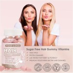Herbal Hair Growth Gummy with Biotin Folic Acid Zinc Vitamin B12 Strawberry Flavor for Reduce Hair Loss Strengthen Elasticity