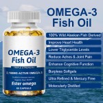 High Omega-3 Natural Deep Sea Fish Oil Softgels - Omega 3 EPA DHA Supplement for Heart & Brain Health