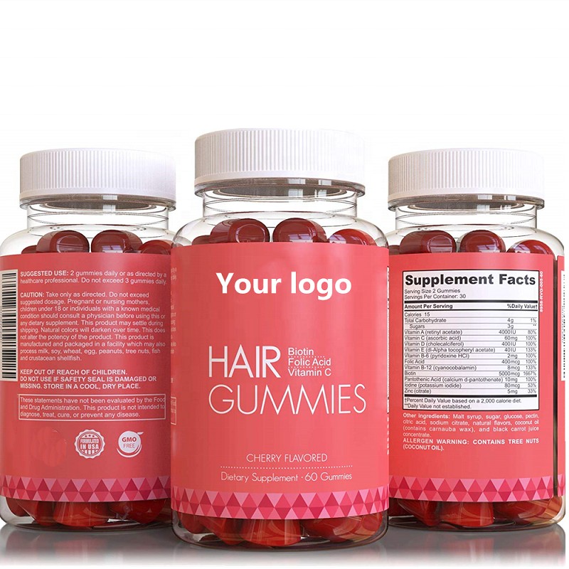 Bear Vegan Hair Growth Gummy Vitamins with Biotin for Stronger Hair Skin and Nails 60 Gummies