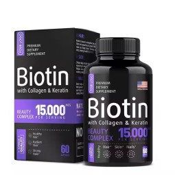 Private Label Biotin Keratin Collagen Pills Organic Biotin Capsules for Hair Skin and Nails Vitamins Biotin Supplement