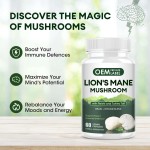 Premium Mushroom Supplement Capsules for Immune Health - Lions Mane, Turkey Tail, and Mushroom Coffee Powder