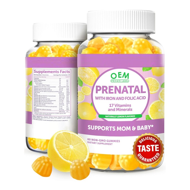 OEM Prenatal Vitamins Gummies with Iron, Folic Acid & Zinc  Prenatal Gummy Supplement