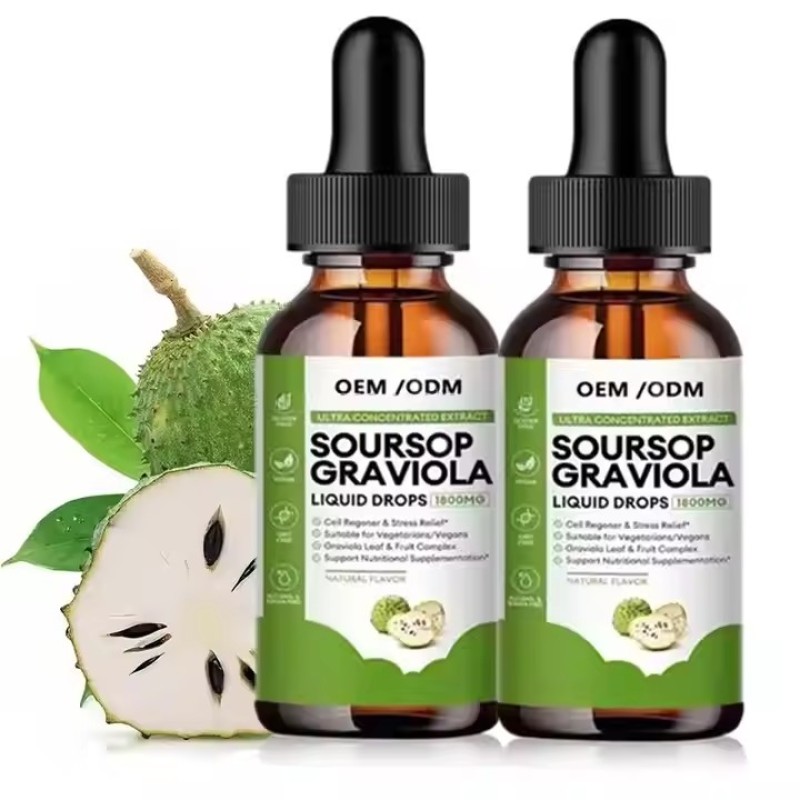 ODM/OEM Natural Organic Dietary Supplement Soursop Graviola Leaf Extract Soursop Graviola Drops for Digestion Respiratory Relief