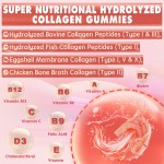 Strawberry Collagen Biotin Gummies for Skin Beauty and Nail Strength - Gluten-Free Supplement with Pectin Base