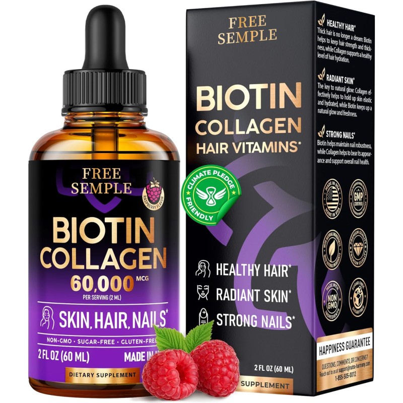 Collagen Liquid Drops for Men and Women Skin Nails Hair Care Sugar-free Collagen Supplement with Vitamin C