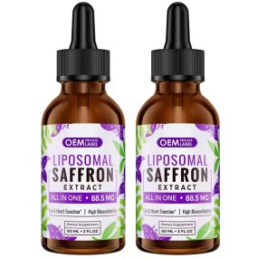 OEM Saffron Supplements Saffron Extract Liposomal Drops with Ashwagandha, Turmeric, Magnesium, Zinc, Vitamin B12 & D3 for Mood