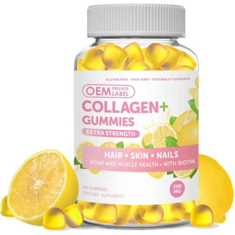 OEM Biotin 10000mcg Collagen Gummies with Vitamin C for Skin Whitening and Hair Growth Sugar-Free Supplement